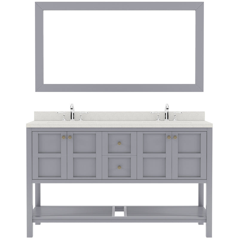 Modern Fittings Winterfell 60" Double Bath Vanity with Dazzle White Quartz Top and Square Sinks