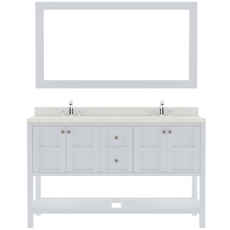 Modern Fittings Winterfell 60" Double Bath Vanity in Espresso with Dazzle White Quartz Top and Square Sinks Faucets