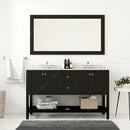 Modern Fittings Winterfell 60" Double Bath Vanity in Espresso with White Marble Top and Round Sinks Faucets