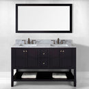 Modern Fittings Winterfell 60" Double Bath Vanity in Espresso with White Marble Top and Square Sinks Faucets