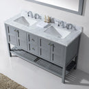 Modern Fittings Winterfell 60" Double Bath Vanity with White Marble Top and Square Sinks