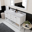 Modern Fittings Winterfell 60" Double Bath Vanity with White Marble Top and Square Sinks