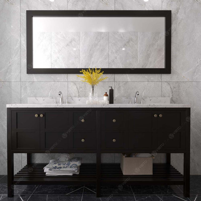 Modern Fittings Winterfell 72" Double Bath Vanity with Cultured Marble Quartz Top and Round Sinks Nickel Faucets