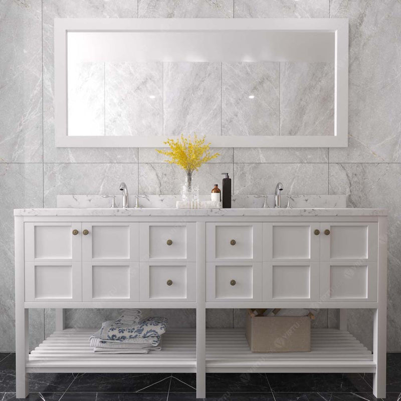 Modern Fittings Winterfell 72" Double Bath Vanity with Cultured Marble Quartz Top and Round Sinks
