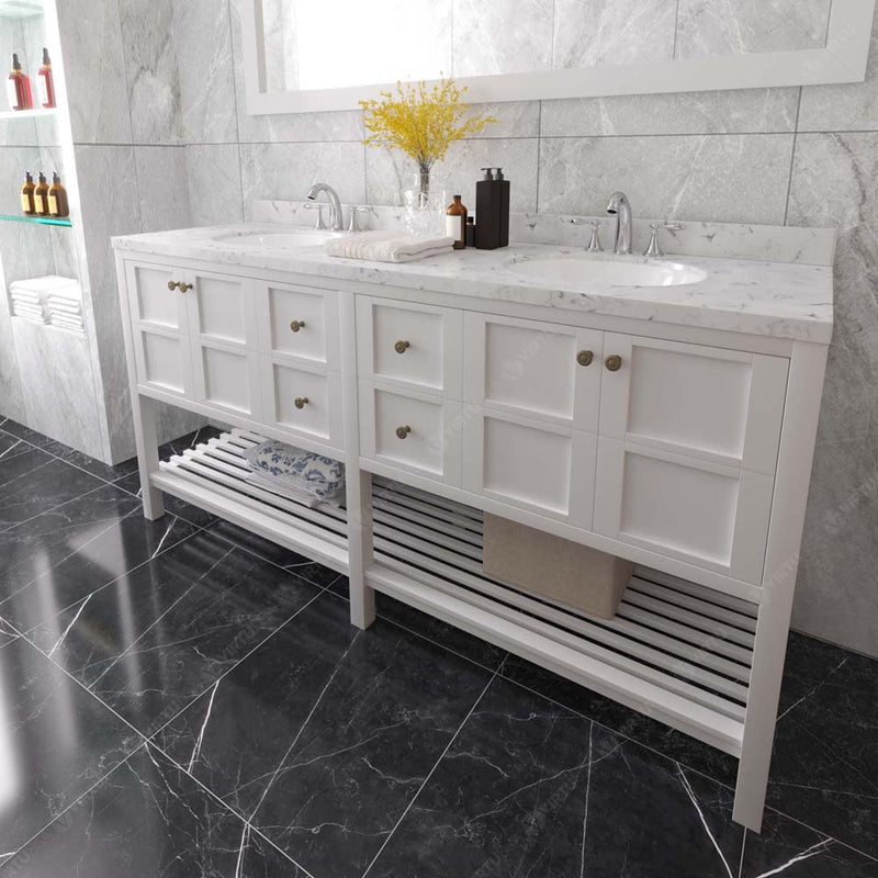 Modern Fittings Winterfell 72" Double Bath Vanity with Cultured Marble Quartz Top and Round Sinks