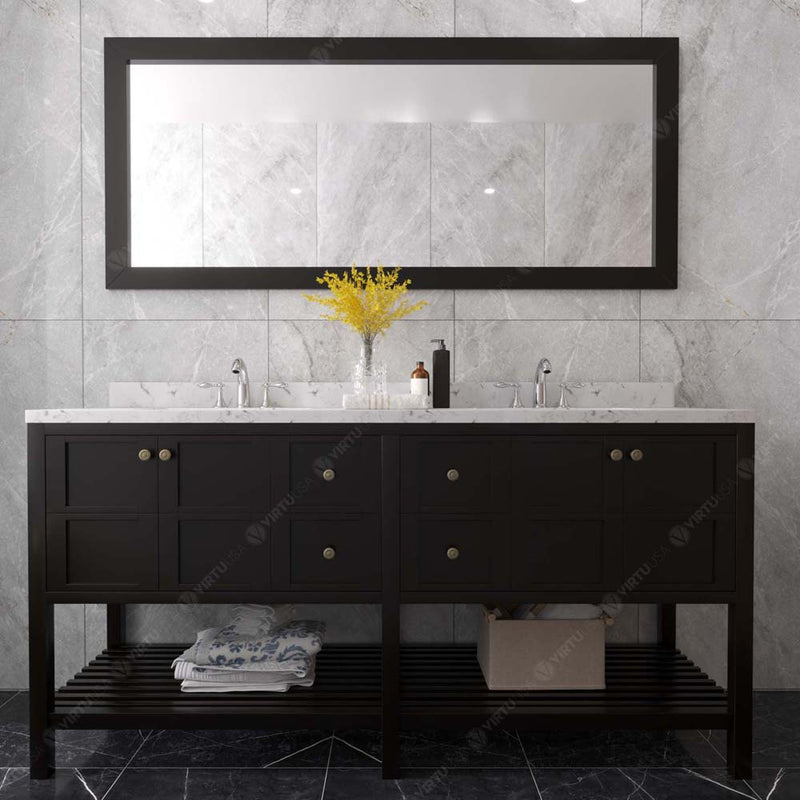 Modern Fittings Winterfell 72" Double Bath Vanity with Cultured Marble Quartz Top and Square Sinks Nickel Faucets