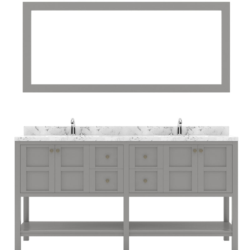 Modern Fittings Winterfell 72" Double Bath Vanity with Cultured Marble Quartz Top and Square Sinks