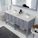 Modern Fittings Winterfell 72" Double Bath Vanity with Dazzle Quartz Top and Round Sinks Nickel Faucets