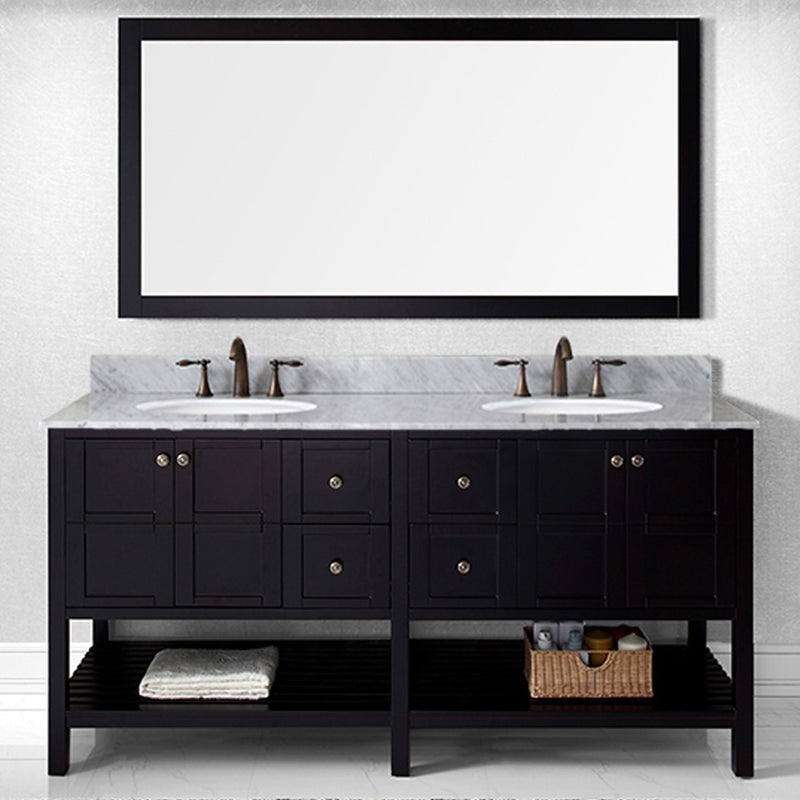 Modern Fittings Winterfell 72" Double Bath Vanity with White Marble Top and Round Sinks