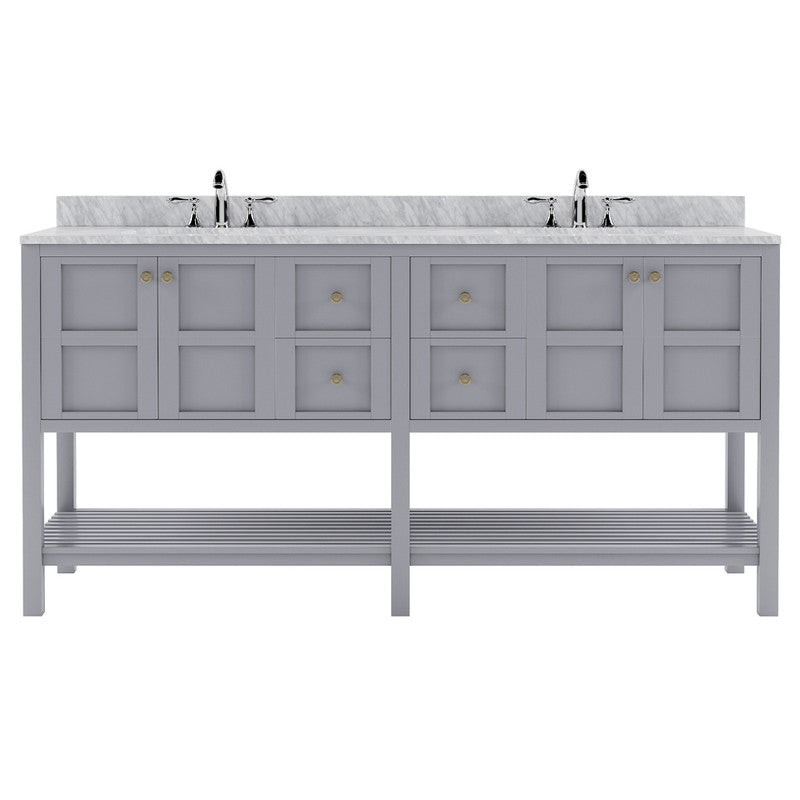 Modern Fittings Winterfell 72" Double Bath Vanity with White Marble Top and Round Sinks