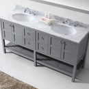 Modern Fittings Winterfell 72" Double Bath Vanity with White Marble Top and Round Sinks