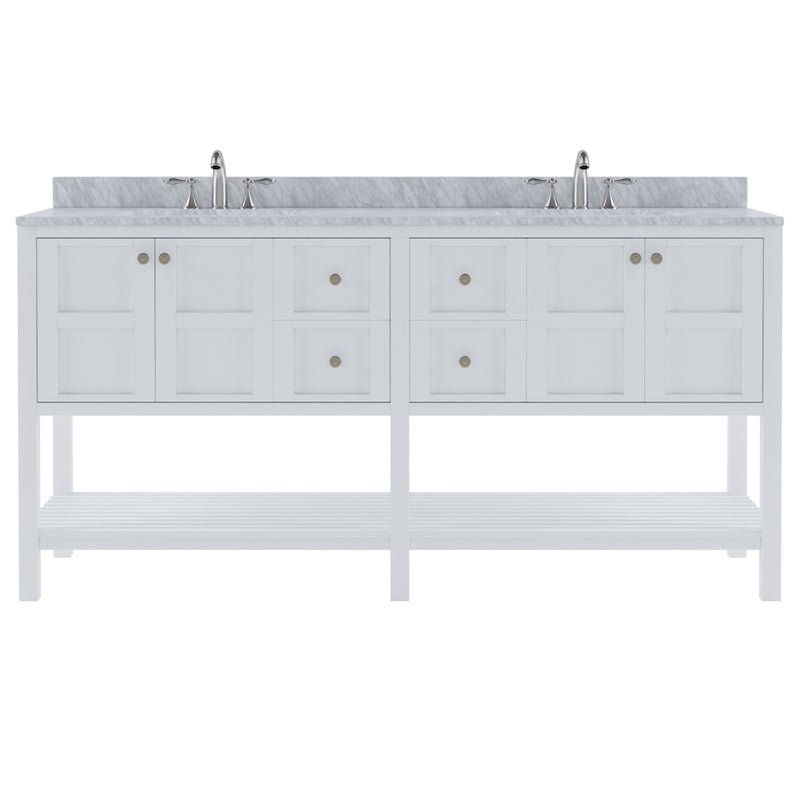 Modern Fittings Winterfell 72" Double Bath Vanity with White Marble Top and Square Sinks