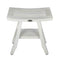 EcoDecor Coastal Vogue White Wash Satori 18" Eastern Style Teak Shower Bench with Shelf