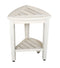 EcoDecor Coastal Vogue White Wash Oasis Compact Teak Corner Shower Bench with Shelf 18"
