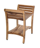 EcoDecor EarthyTeak Symmetry 24" Teak Shower Bench with Shelf and LiftAide Arms