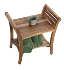 EcoDecor EarthyTeak Symmetry 24" Teak Shower Bench with Shelf and LiftAide Arms