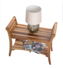 EcoDecor EarthyTeak Symmetry 29" Teak Shower Bench with Shelf and LiftAide Arms
