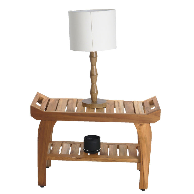 EcoDecor EarthyTeak Tranquility 29" Teak Shower Bench with Shelf