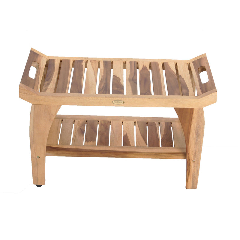 EcoDecor EarthyTeak Tranquility 29" Teak Shower Bench with Shelf