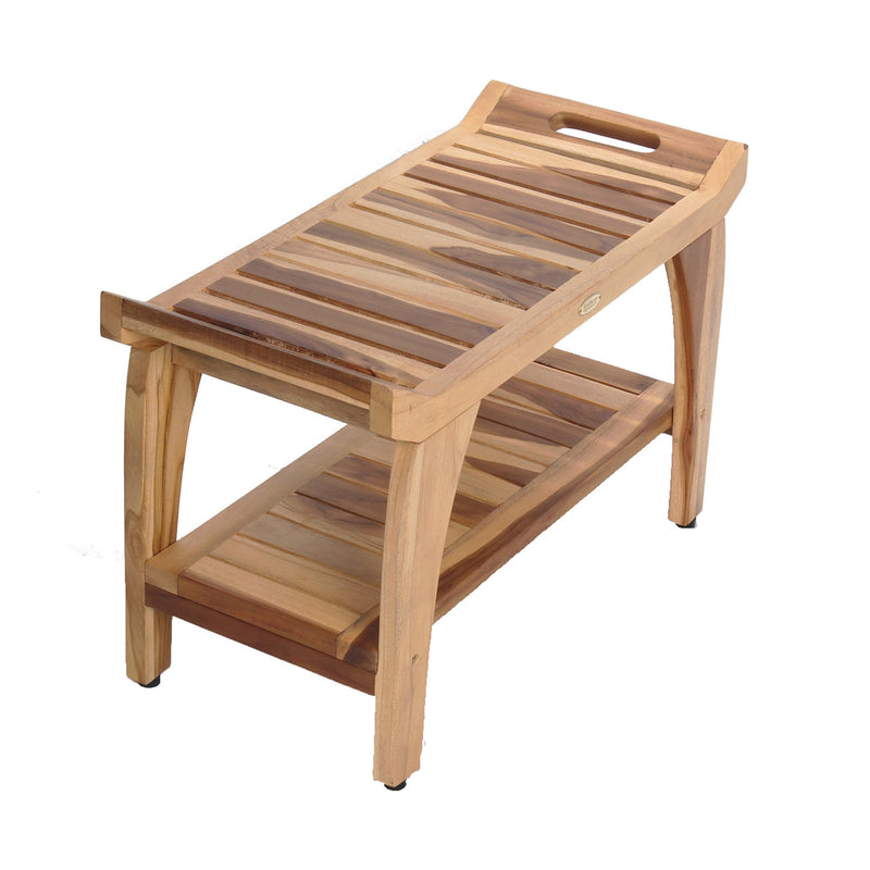 EcoDecor EarthyTeak Tranquility 29" Teak Shower Bench with Shelf