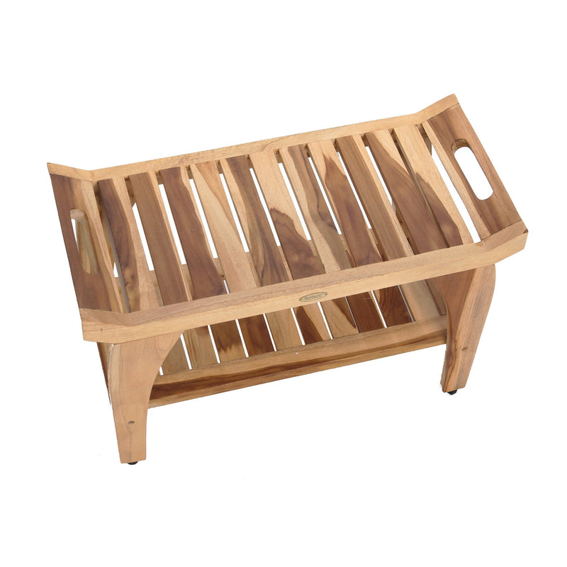EcoDecor EarthyTeak Tranquility 29" Teak Shower Bench with Shelf