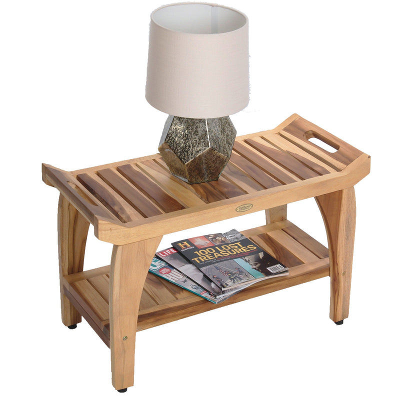 EcoDecor EarthyTeak Tranquility 29" Teak Shower Bench with Shelf