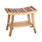 EcoDecor EarthyTeak Harmony 24" Teak Shower Bench with Shelf and LiftAide Arms