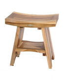 EcoDecor EarthyTeak Serenity 18" Eastern Style Shower Stool with Shelf