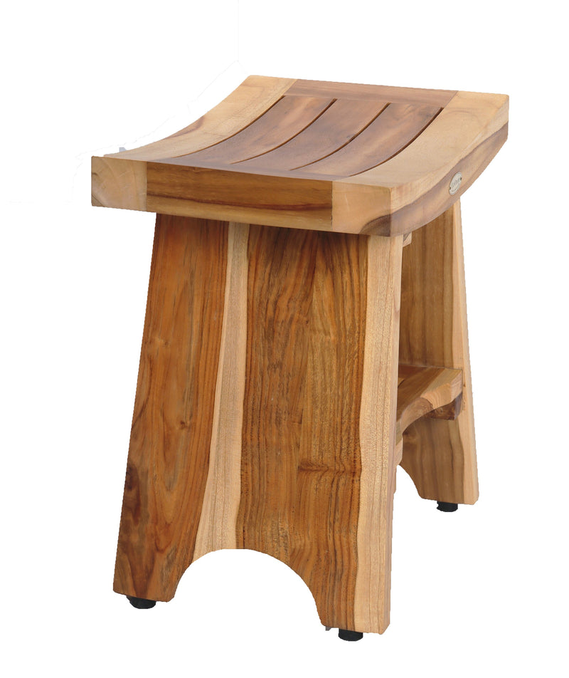 EcoDecor EarthyTeak Serenity 18" Eastern Style Shower Stool with Shelf