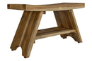 EcoDecors Serenity 35" Teak Wood Shower Bench with Shelf in EarthyTeak Finish