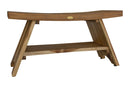 EcoDecors Serenity 35" Teak Wood Shower Bench with Shelf in EarthyTeak Finish