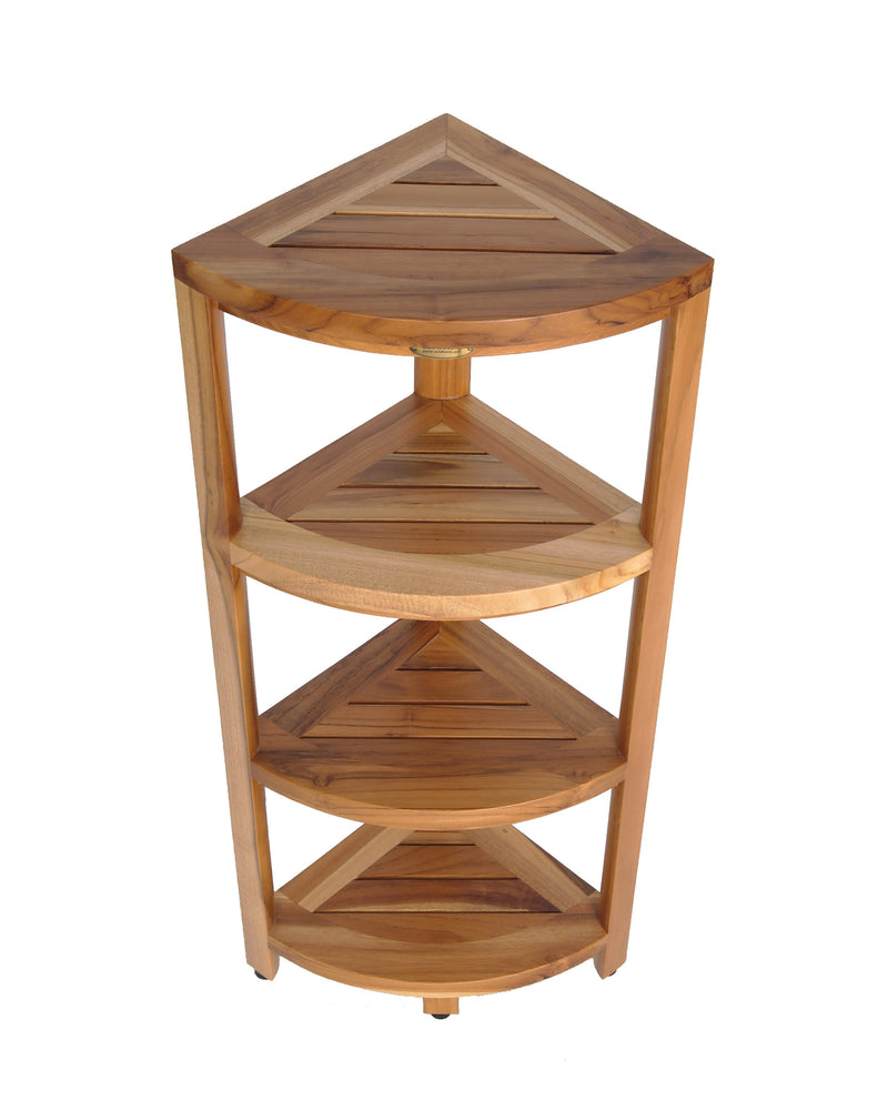 EcoDecors EarthyTeak Oasis 4-Tier Solid Teak Corner Shelf EarthyTeak Finish - Natural Teak