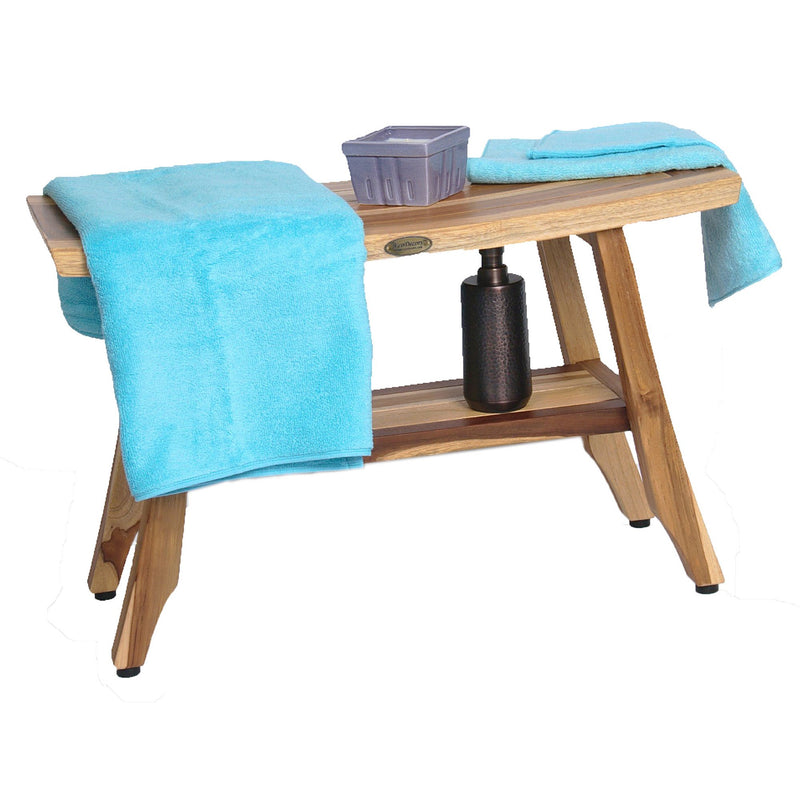 EcoDecor EarthyTeak Satori 28" Teak Shower Bench with Shelf