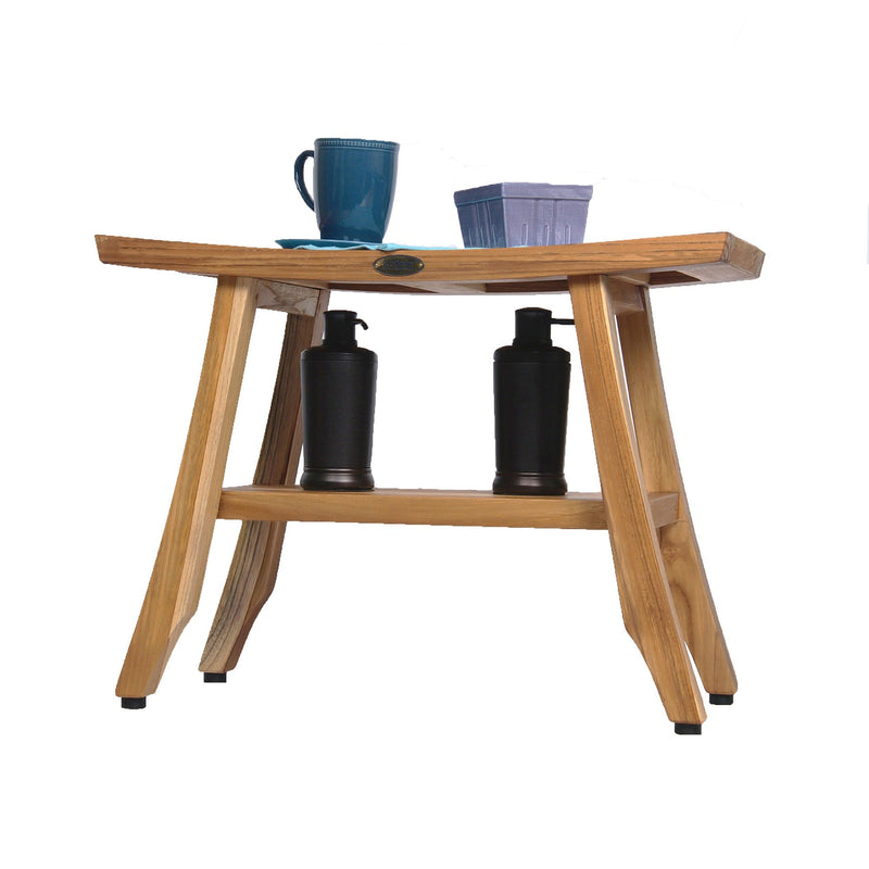EcoDecor EarthyTeak Satori 24" Teak Shower Bench with Shelf