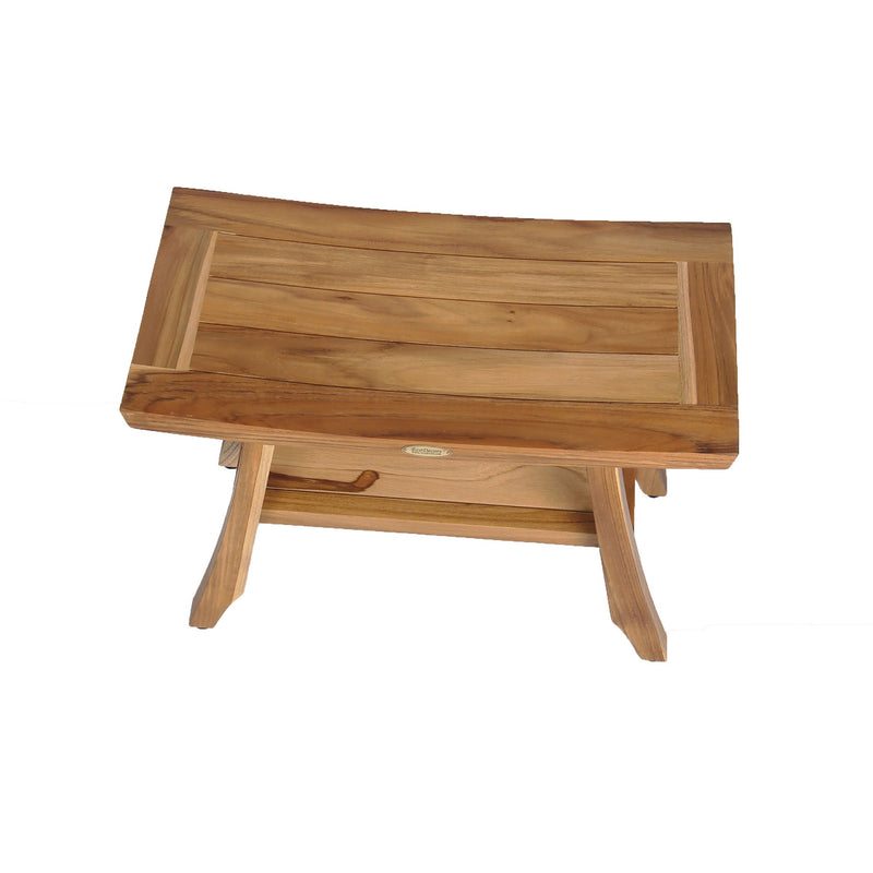 EcoDecor EarthyTeak Satori 24" Teak Shower Bench with Shelf