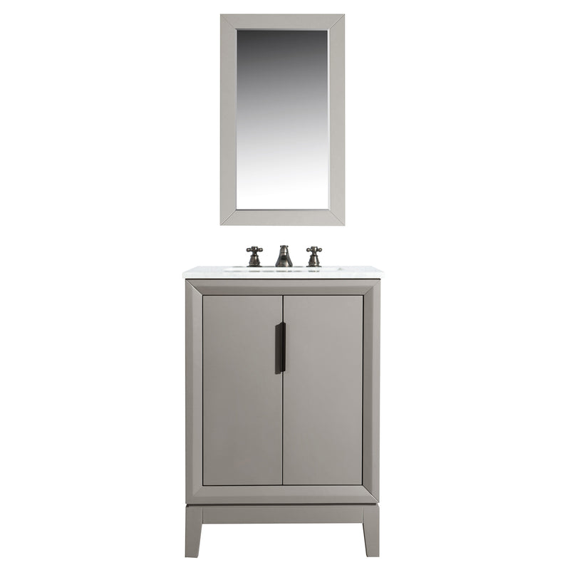 Water Creation Elizabeth 24" Single Sink Carrara White Marble Vanity In Cashmere Gray with F2-0009-03-BX Lavatory Faucet EL24CW03CG-000BX0903