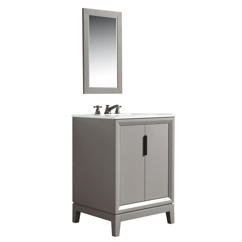 Water Creation Elizabeth 24" Single Sink Carrara White Marble Vanity In Cashmere Gray with Matching Mirror EL24CW03CG-R21000000