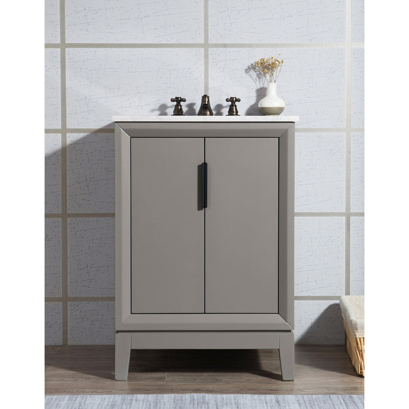 Water Creation Elizabeth 24" Single Sink Carrara White Marble Vanity In Cashmere Gray EL24CW03CG-000000000