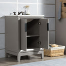 Water Creation Elizabeth 24" Single Sink Carrara White Marble Vanity In Cashmere Gray EL24CW03CG-000000000