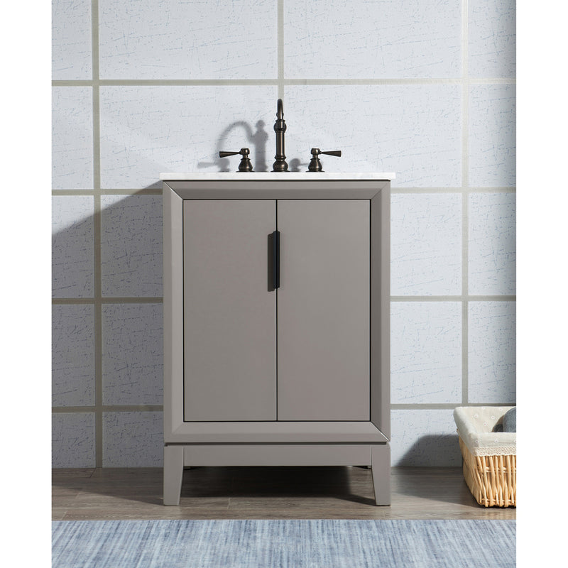 Water Creation Elizabeth 24" Single Sink Carrara White Marble Vanity In Cashmere Gray with Matching Mirror and F2-0012-03-TL Lavatory Faucet EL24CW03CG-R21TL1203