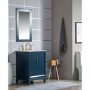 Water Creation Elizabeth 24" Single Sink Carrara White Marble Vanity In Monarch Blue with Matching Mirror EL24CW06MB-R21000000