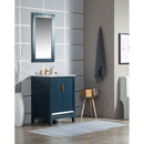 Water Creation Elizabeth 24" Single Sink Carrara White Marble Vanity In Monarch Blue with Matching Mirror and F2-0013-06-FX Lavatory Faucet EL24CW06MB-R21FX1306