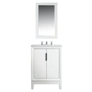 Water Creation Elizabeth 24" Single Sink Carrara White Marble Vanity In Pure White with Matching Mirror and F2-0009-01-BX Lavatory Faucet EL24CW01PW-R21BX0901