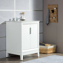 Water Creation Elizabeth 24" Single Sink Carrara White Marble Vanity In Pure White EL24CW01PW-000000000