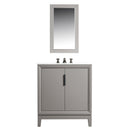 Water Creation Elizabeth 30" Single Sink Carrara White Marble Vanity In Cashmere Gray with Matching Mirror and F2-0009-03-BX Lavatory Faucet EL30CW03CG-R21BX0903