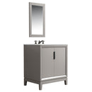 Water Creation Elizabeth 30" Single Sink Carrara White Marble Vanity In Cashmere Gray with Matching Mirror EL30CW03CG-R21000000