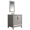 Water Creation Elizabeth 30" Single Sink Carrara White Marble Vanity In Cashmere Gray with Matching Mirror EL30CW03CG-R21000000