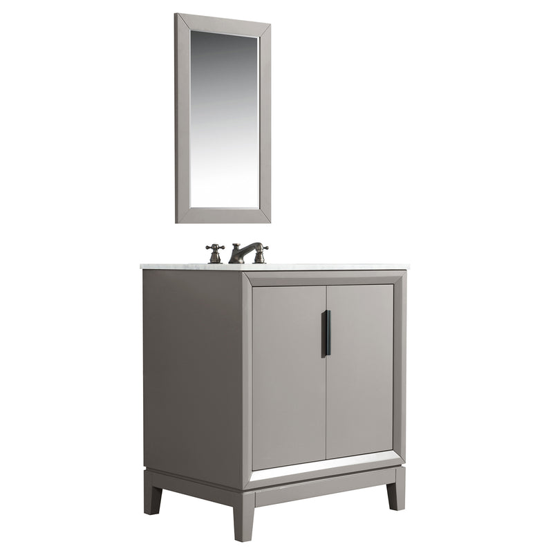 Water Creation Elizabeth 30" Single Sink Carrara White Marble Vanity In Cashmere Gray EL30CW03CG-000000000