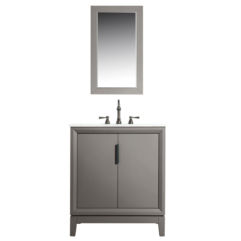 Water Creation Elizabeth 30" Single Sink Carrara White Marble Vanity In Cashmere Gray with F2-0012-03-TL Lavatory Faucet EL30CW03CG-000TL1203