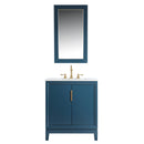 Water Creation Elizabeth 30" Single Sink Carrara White Marble Vanity In Monarch Blue EL30CW06MB-000000000